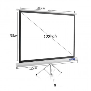 SMQ Projector Screen - Tripod - (100 Inch) 220 CM * 152 CM + Portable Bag