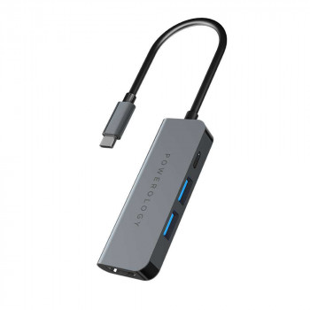 Powerology (P4CHBGY) 4in1 USB-C Hub with HDMI, USB 3.0