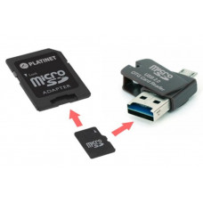 PLATINET 4-in1 MicroSD 16GB + CARD READER + OTG
