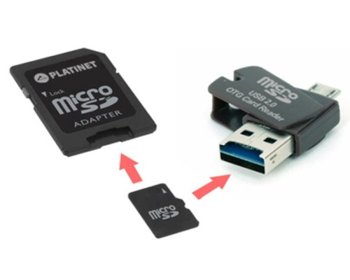 PLATINET 4-in1 MicroSD 16GB + CARD READER + OTG