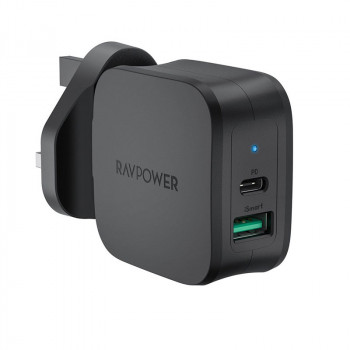 RAVPower RP-PC144 PD Pioneer 30W 2-Port Wall Charger UK Black