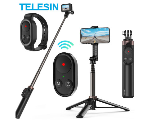 TELESIN Selfie Stick Tripod with Bluetooth Remote and Wrist strap